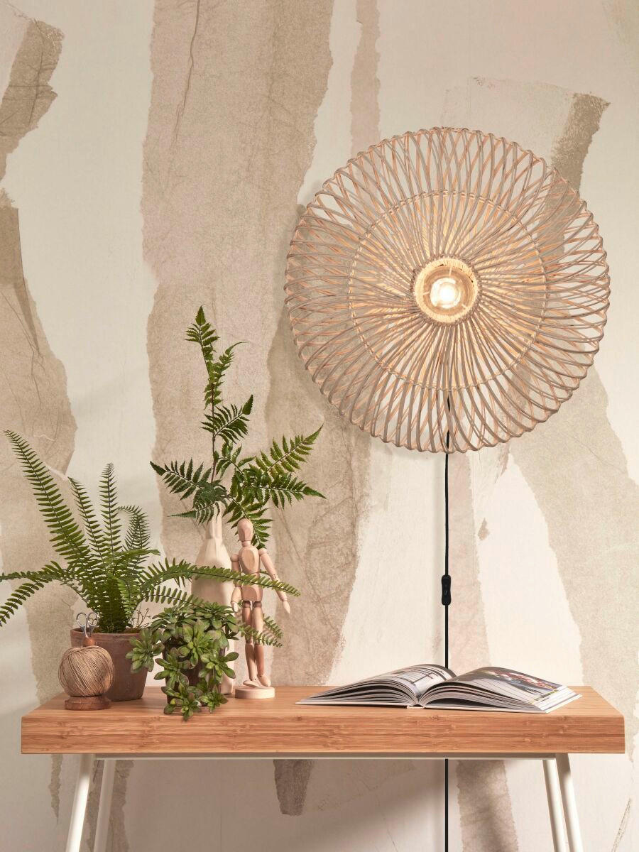 WANDLEUCHTE - Weiß, Trend, Naturmaterialien (55/14cm) - Good & Mojo