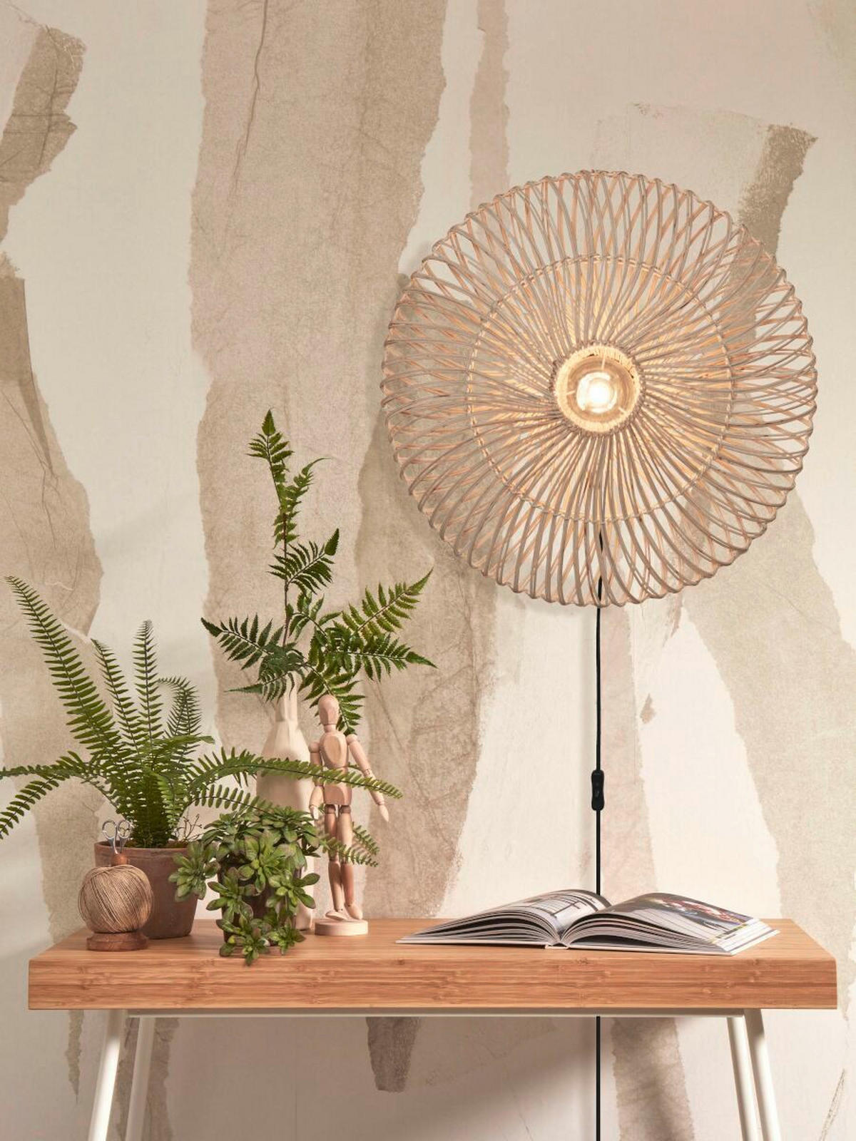 VÄGGLAMPA Good & Mojo 55/14 cm   - vit, Trend, naturmaterial (55/14cm) - Good & Mojo