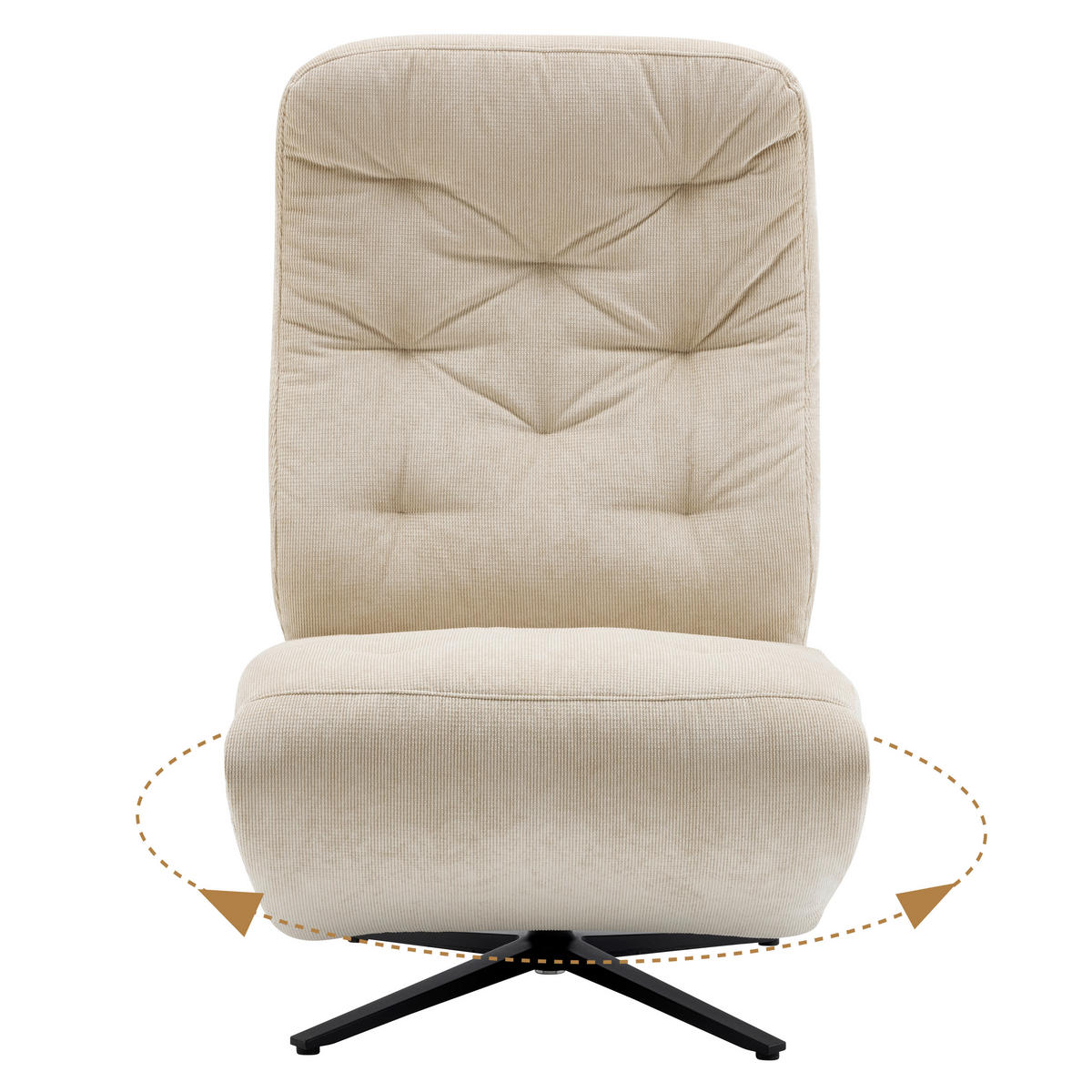 RELAXSESSEL NORA Webstoff    - Beige/Schwarz, Design, Textil/Metall (68/113/84cm) - Livetastic