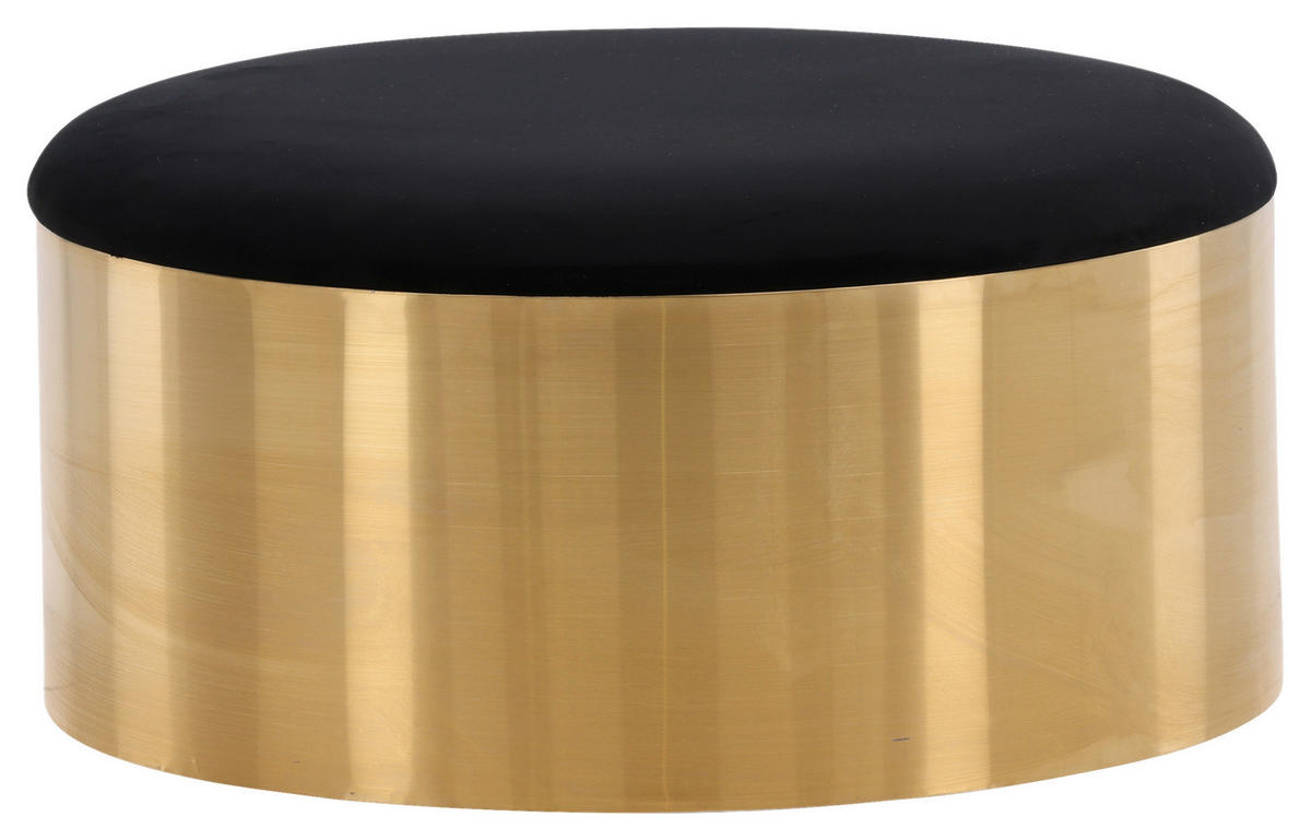 HOCKER Samt Schwarz, Goldfarben  - Goldfarben/Schwarz, Design, Textil/Metall (45/46/45cm) - Livetastic