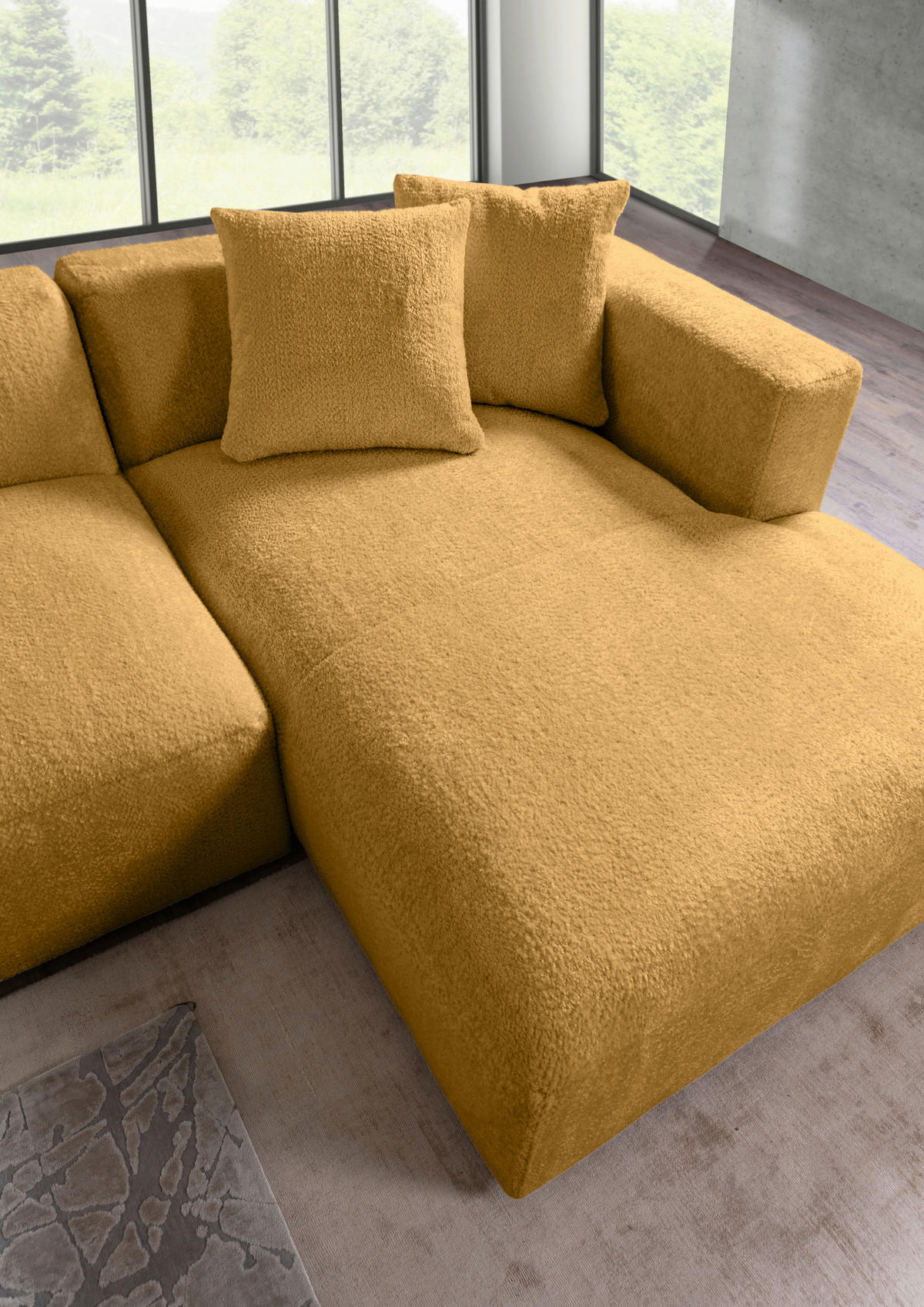 ECKSOFA Senfgelb Chenille  - Senfgelb/Creme, MODERN, Kunststoff/Textil (323/178cm) - Carryhome