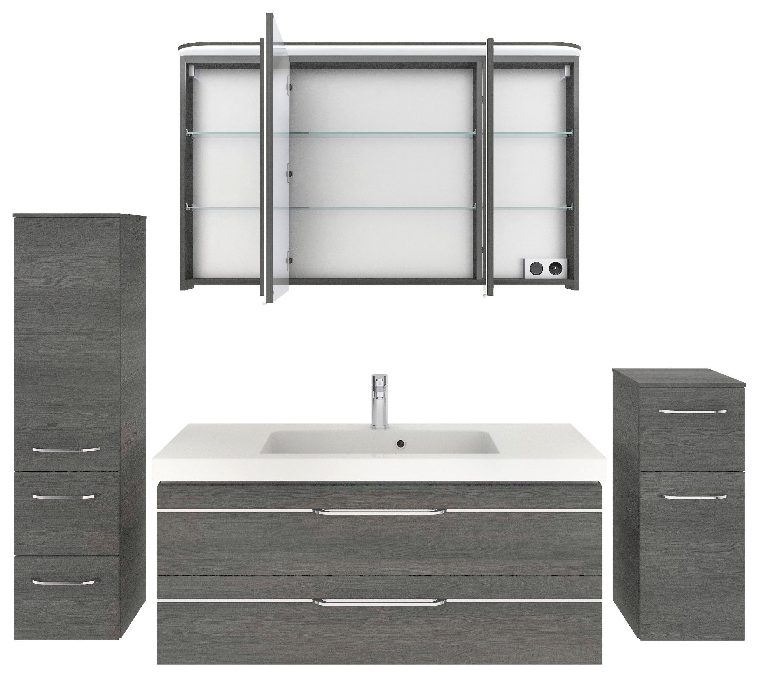 BADEZIMMER 5-teilig in 183 cm - Chromfarben/Graphitfarben, KONVENTIONELL, Glas/Holzwerkstoff (183cm) - Pelipal