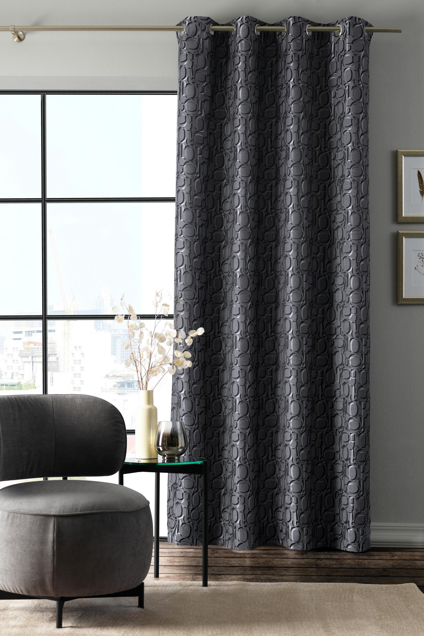 ÖSENVORHANG blickdicht  - Dunkelgrau/Anthrazit, Design, Textil (140/250cm) - Joop!