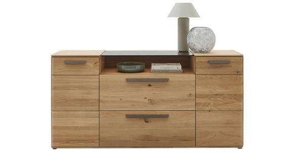 SIDEBOARD Wildeiche  181,9/89,4/45,2 cm  - Wildeiche/Schwarz, Natur, Glas/Holz (181,9/89,4/45,2cm) - Valnatura