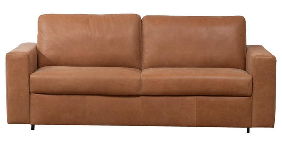 SCHLAFSOFA in Echtleder Karamell - Karamell/Schwarz, KONVENTIONELL, Leder/Kunststoff (198/84/98cm) - Novel