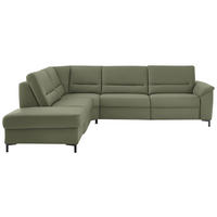 ECKSOFA Echtleder Olivgrün  - Schwarz/Olivgrün, Konventionell, Leder/Metall (249/290cm) - Beldomo Premium