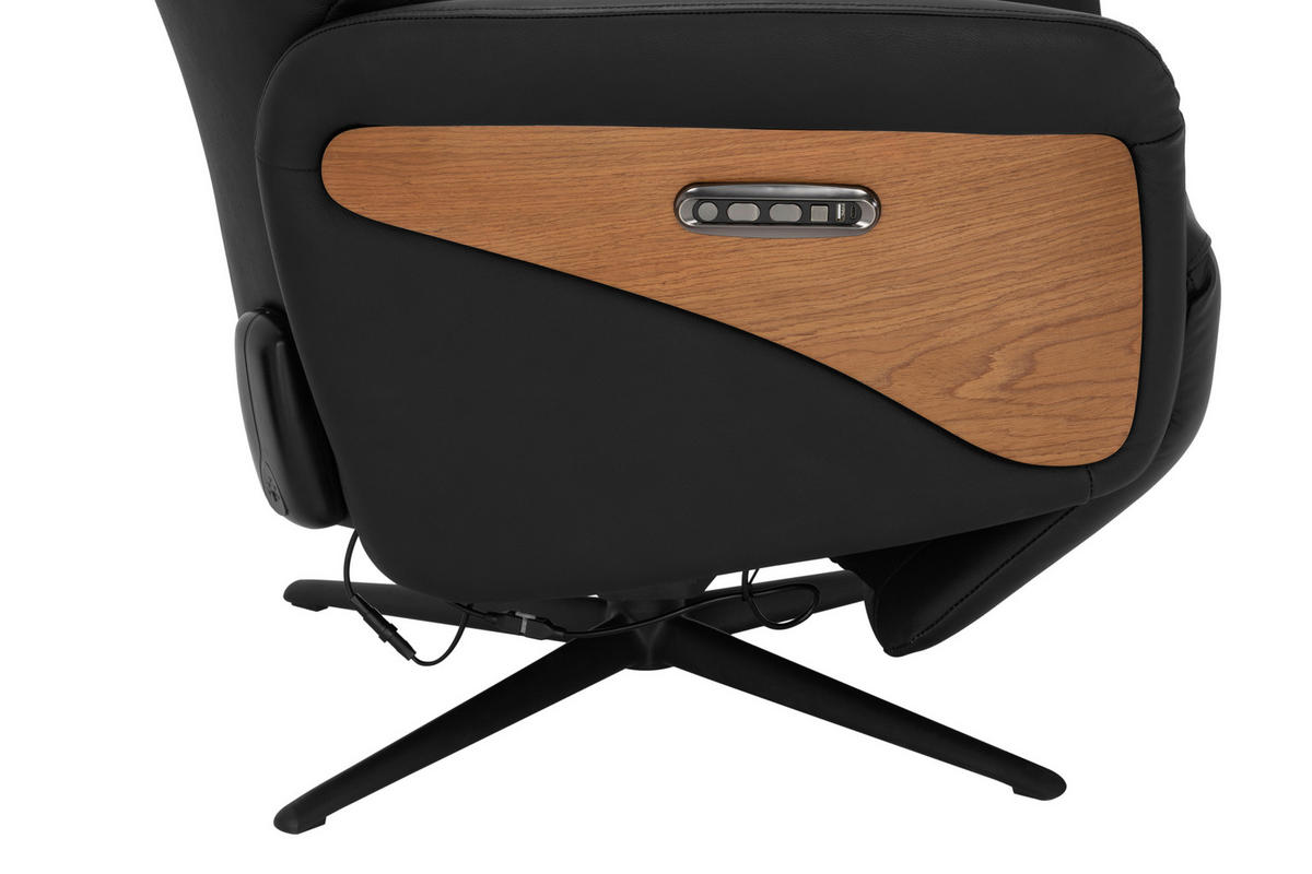 MASSAGESESSEL Echtleder Lederlook Schwarz    - Schwarz/Braun, KONVENTIONELL, Leder/Holzwerkstoff (75/112/85cm) - Livetastic