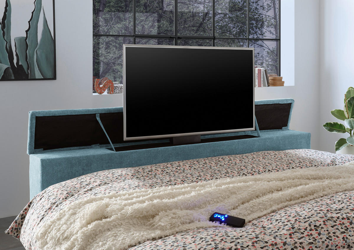 BOXSPRING-ÁGY 180/200 cm  kék  - kék, Konventionell, textil (180/200cm) - Carryhome