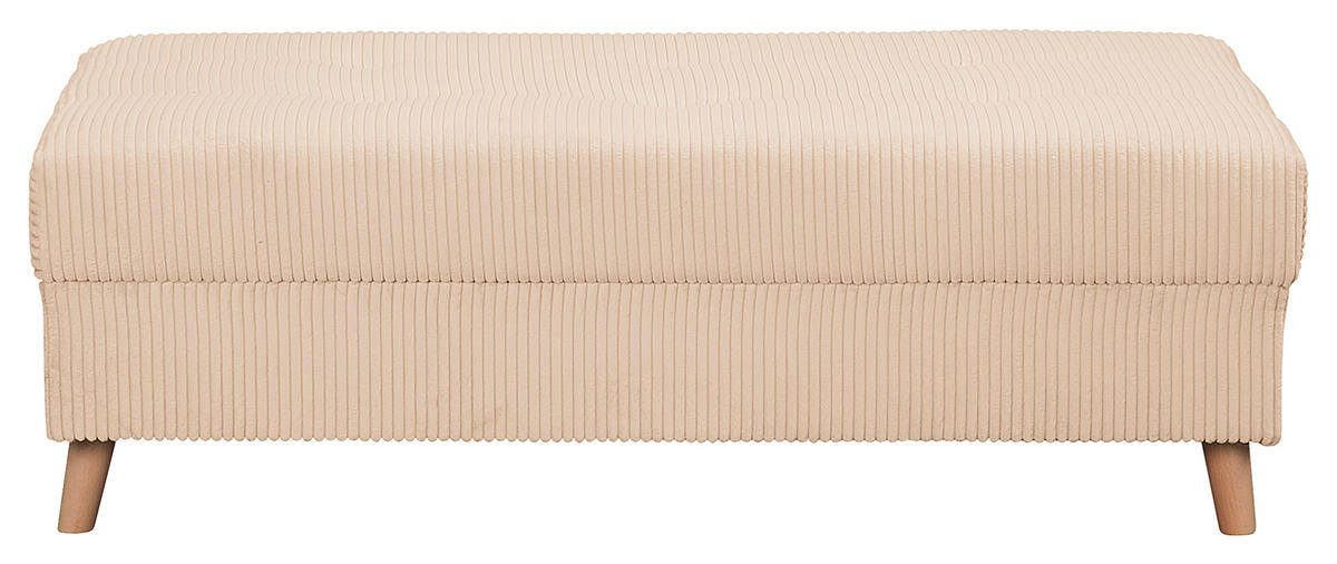 ECKSOFA inkl. Hocker Ariella Creme Cord  - Creme/Naturfarben, Design, Holz/Textil (161/231cm) - Livetastic