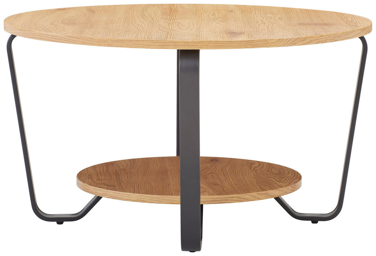 COUCHTISCH in Metall, Holzwerkstoff 80/80/45 cm  - Eichefarben/Schwarz, Design, Holzwerkstoff/Metall (80/80/45cm) - PBJ