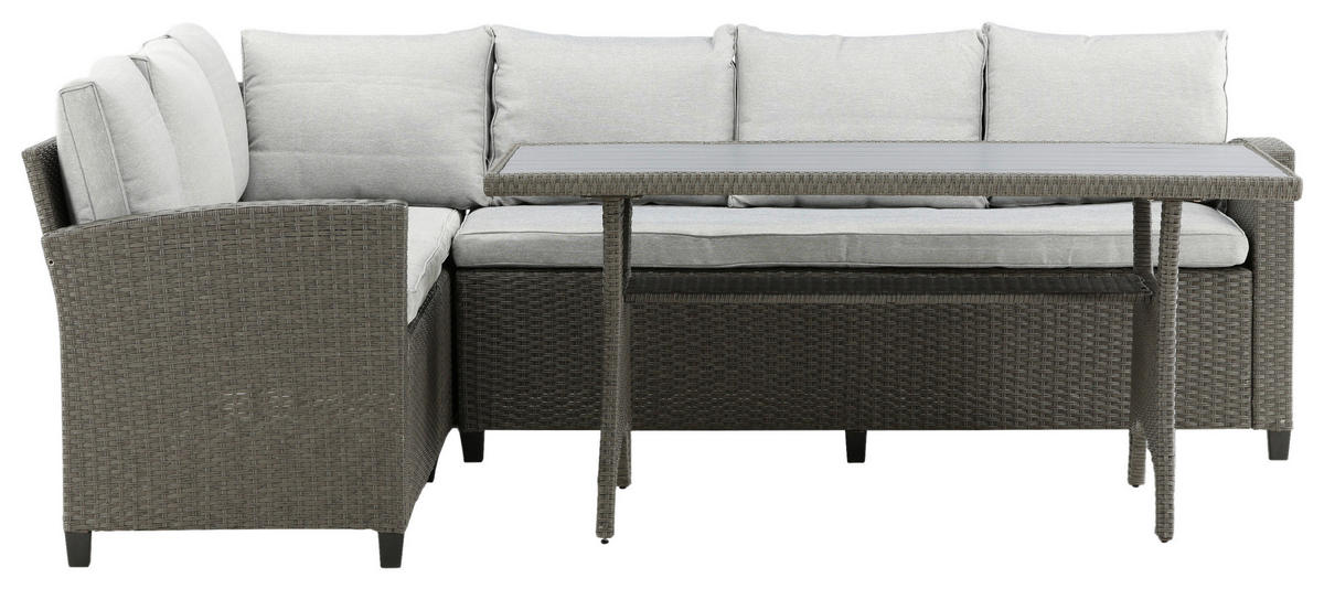 DINING-LOUNGESET 2-teilig  - Grau, KONVENTIONELL, Kunststoff - Gardenson