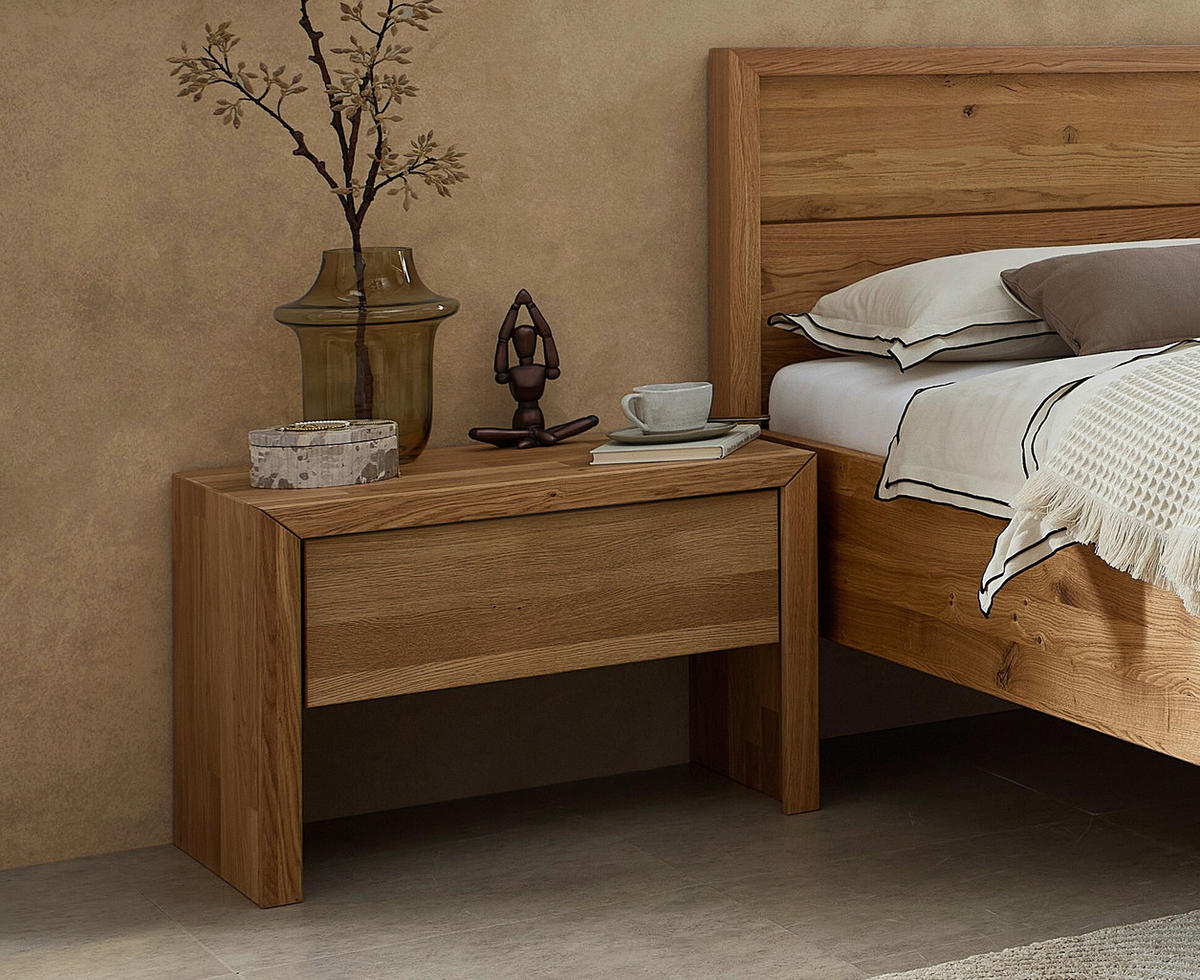 NACHTSCHRANK 60/46/41 cm Wildeiche vollmassiv  - Wildeiche/Naturfarben, MODERN, Holz (60/46/41cm) - MID.YOU