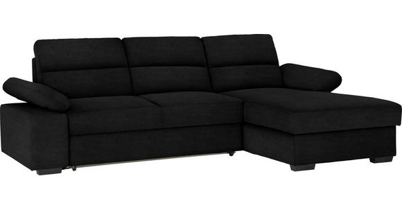 ECKSOFA in Flachgewebe Schwarz  - Dunkelbraun/Schwarz, KONVENTIONELL, Kunststoff/Textil (258/166cm) - Cantus