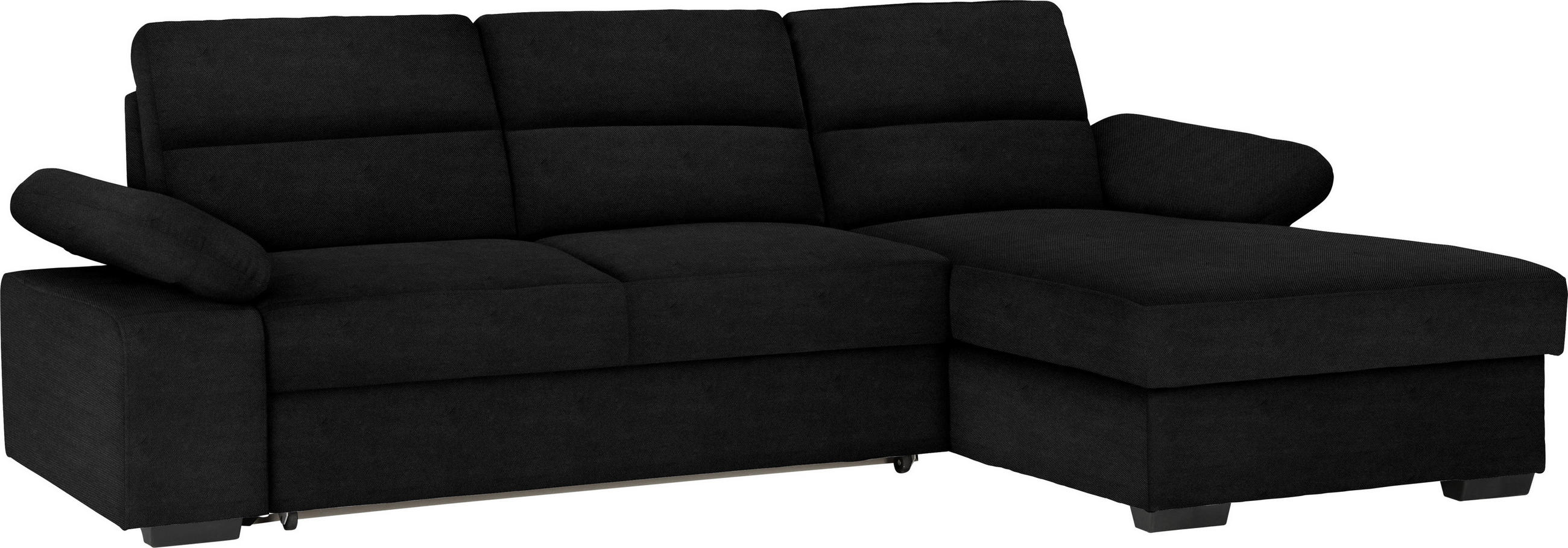 Thumbnail - Cantus Ecksofa, Schwarz, Textil, Uni, Ottomane rechts, L-Form, 258x166 cm, Typenauswahl, Stoffauswahl, seitenverkehrt er...