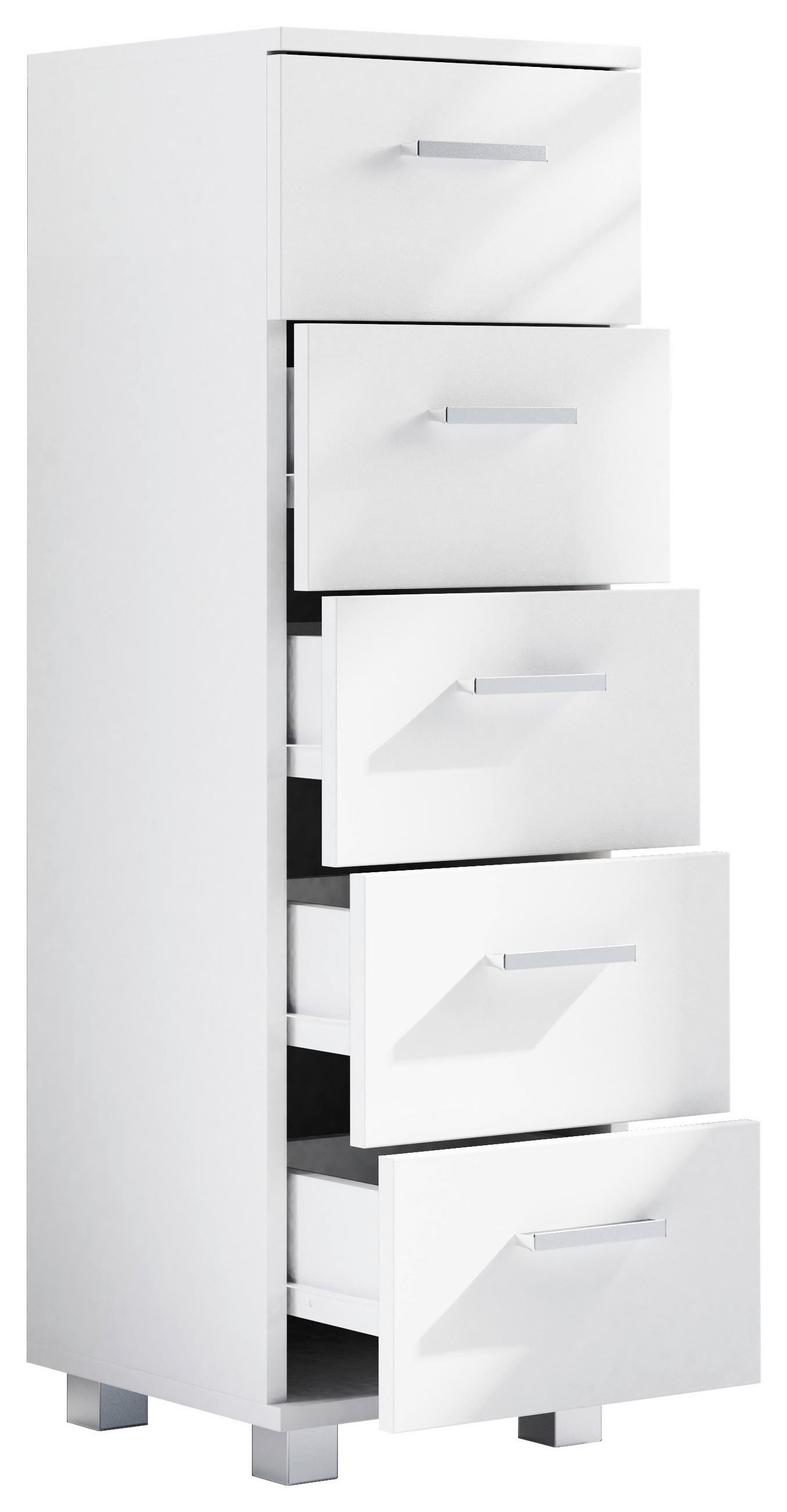 HÖG BYRÅ  i 30/94/30 cm  - vit/silver, Modern, trämaterial/plast (30/94/30cm) - MID.YOU