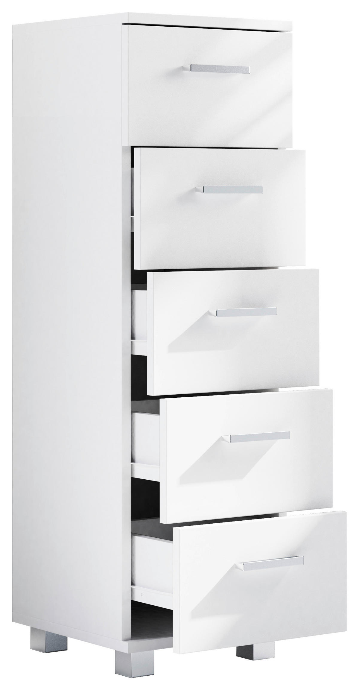 HÖG BYRÅ  i 30/94/30 cm  - vit/silver, Modern, trämaterial/plast (30/94/30cm) - MID.YOU