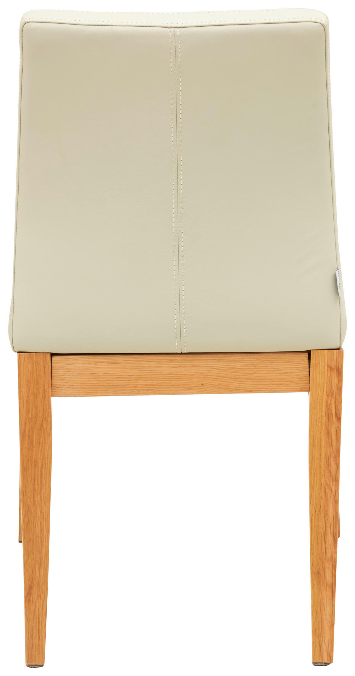 STUHL Echtleder Beige  - Eichefarben/Beige, MODERN, Leder/Holz (48,5/86,5/60cm) - Livetastic