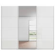 SCHWEBETÜRENSCHRANK 271/223/68 cm 3-türig Weiß Hochglanz, Weiß  - Weiß Hochglanz/Alufarben, Basics, Glas/Holzwerkstoff (271/223/68cm) - Novel