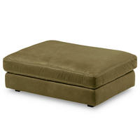 HOCKER in Leder Olivgrün  - Beige/Schwarz, Design, Leder/Kunststoff (123/45/93cm) - Livetastic