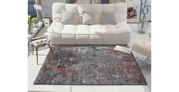 VINTAGE-TEPPICH 65/130 cm Timeline Quantum Grau, Hellrot  - Hellrot/Grau, Design, Textil (65/130cm) - Novel