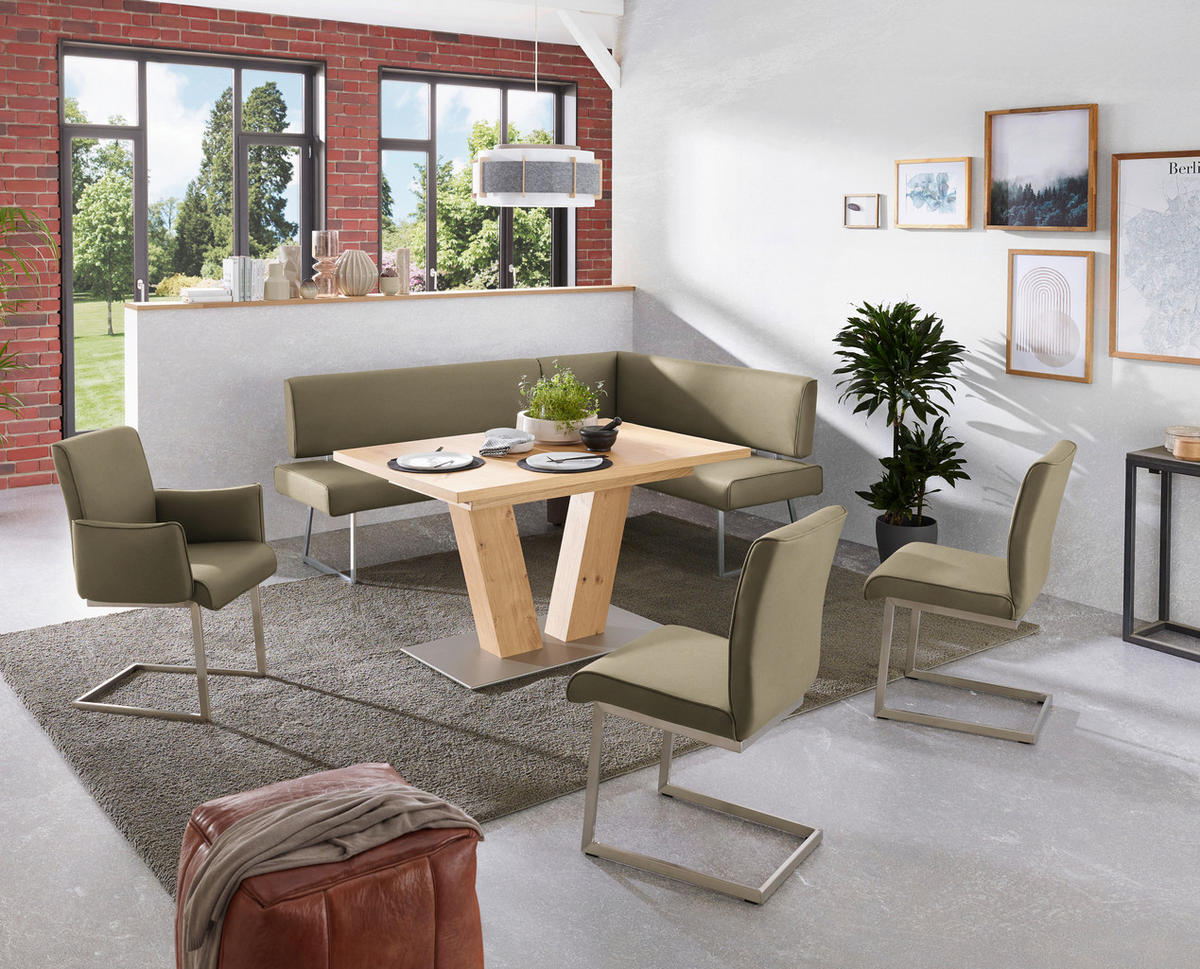 SCHWINGSTUHL  in Stahl Mikrofaser  - Edelstahlfarben/Grün, Design, Holzwerkstoff/Textil (48/91/60cm) - Dieter Knoll