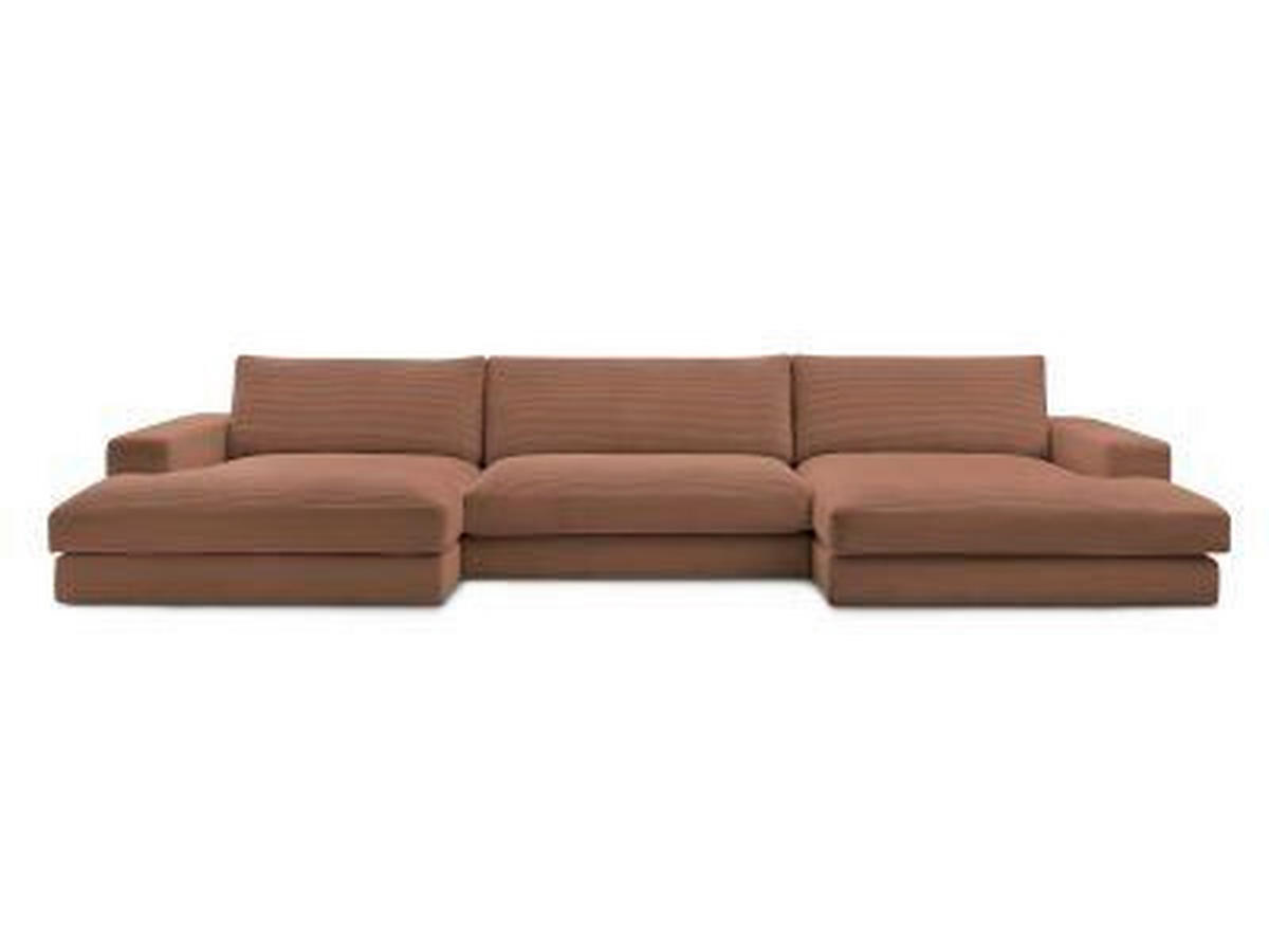 WOHNLANDSCHAFT LEONARD Orange Cord  - Schwarz/Orange, MODERN, Kunststoff/Textil (159/404/159cm)