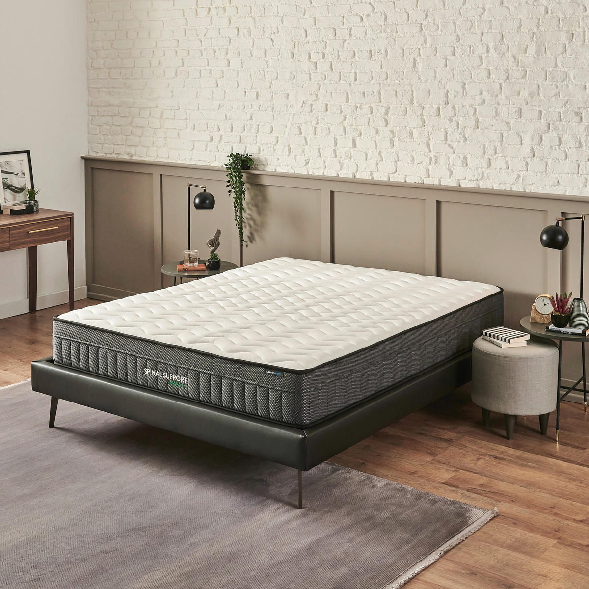 TASCHENFEDERKERNMATRATZE Spinal Support X-SAS Bamboo, 180/200 cm, Höhe ca.: 25 cm, H2 = mittel,  - Dunkelgrau/Weiß, Basics, Textil (180/200cm) - Yatas