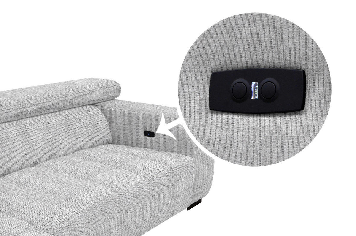 ECKSOFA in Webstoff Hellgrau  - Hellgrau/Schwarz, Konventionell, Textil/Metall (182/279cm) - Hom`in