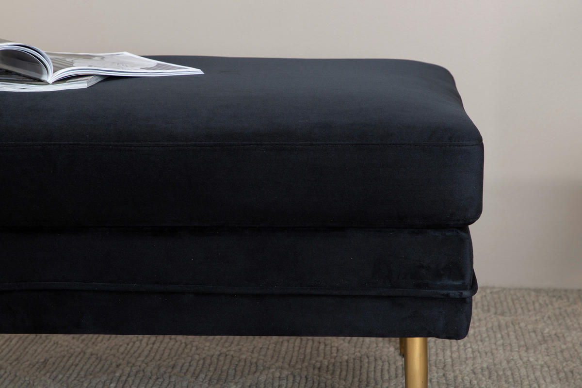 HOCKER Schwarz, Goldfarben  - Goldfarben/Schwarz, Design, Textil/Metall (90/49/70cm) - Livetastic