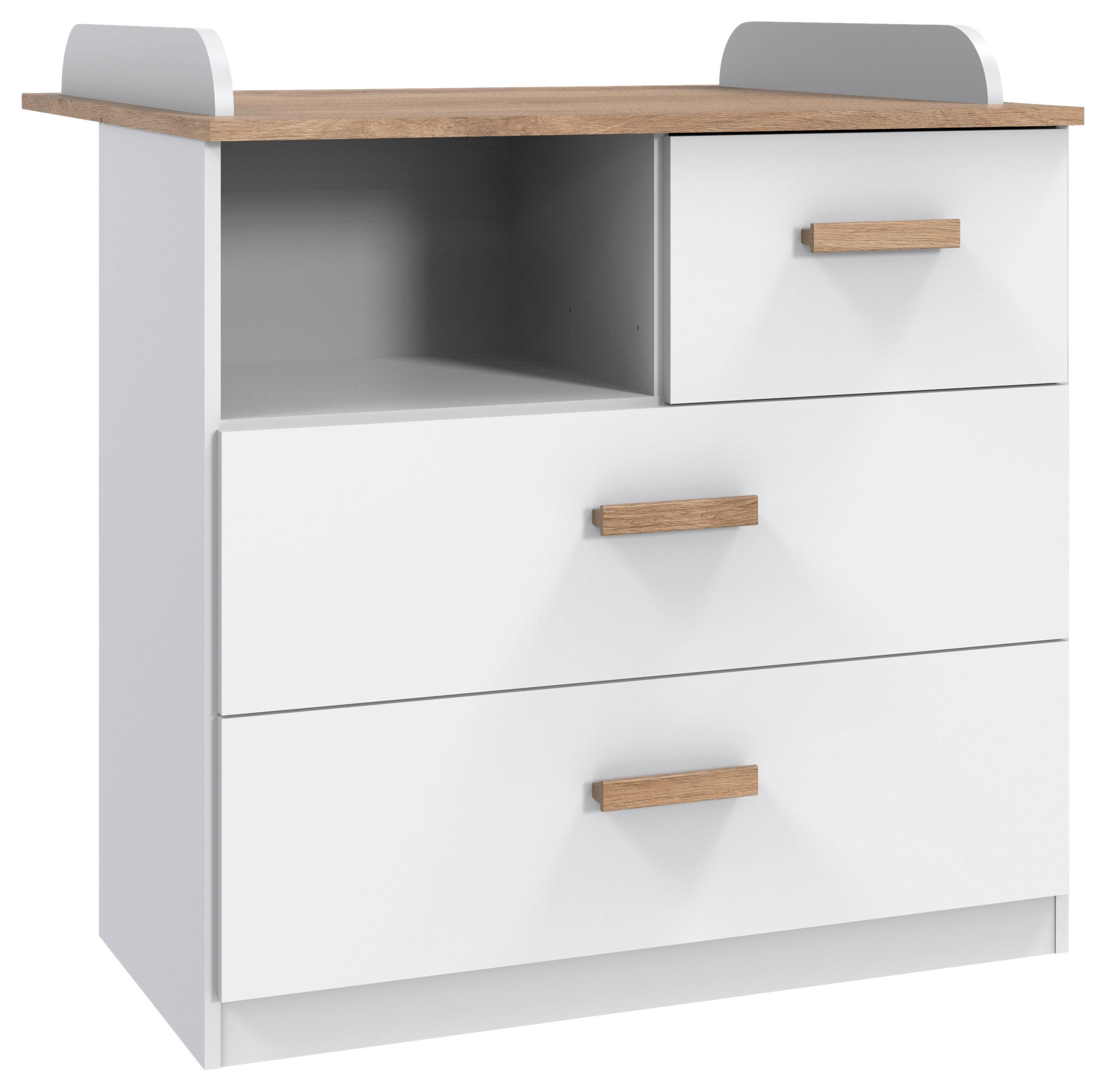 Comodă Pentru Înfășat - alb/culoare lemn stejar, Modern, material pe bază de lemn (90,5/93/75cm) - MID.YOU