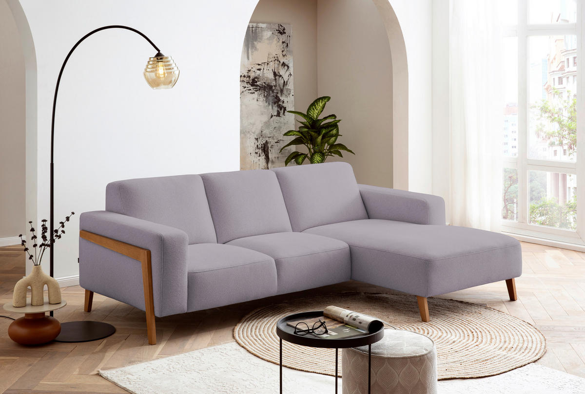 ECKSOFA in Struktur Flieder  - Eichefarben/Flieder, Design, Holz/Textil (250/163cm) - Stylife