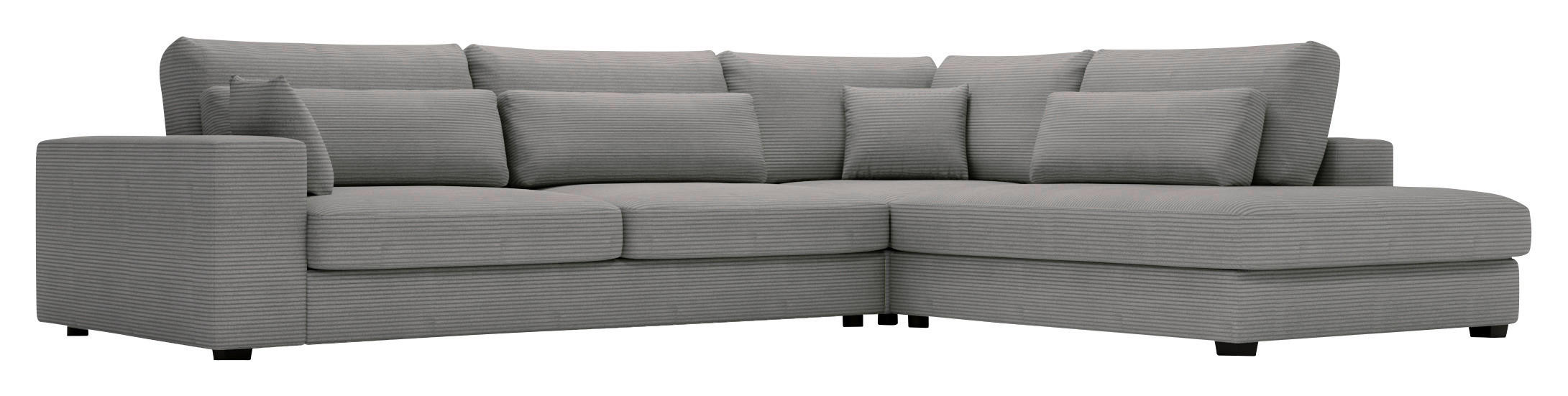 ECKSOFA in Cord Grau  - Schwarz/Grau, Konventionell, Kunststoff/Textil (314/250cm) - Carryhome