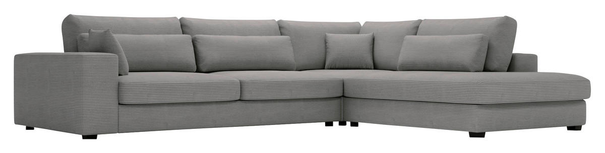 ECKSOFA in Cord Grau  - Schwarz/Grau, Konventionell, Kunststoff/Textil (314/250cm) - Carryhome