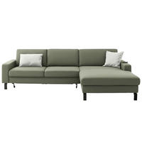 ECKSOFA Cord Olivgrün  - Schwarz/Olivgrün, Design, Textil/Metall (298/185cm) - Pure Home Lifestyle