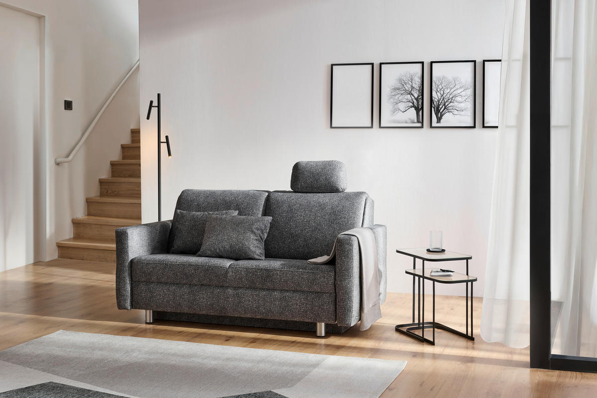 SCHLAFSOFA  in Mikrofaser Grau  - Alufarben/Grau, KONVENTIONELL, Kunststoff/Textil (176/88/91cm) - Sedda