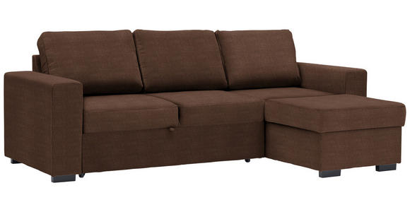 ECKSOFA  in Velours Braun  244/157 cm  - Schwarz/Braun, Design, Kunststoff/Textil (244/157cm) - Carryhome