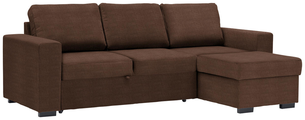 ECKSOFA Braun Velours  - Schwarz/Braun, Design, Kunststoff/Textil (244/157cm) - Carryhome