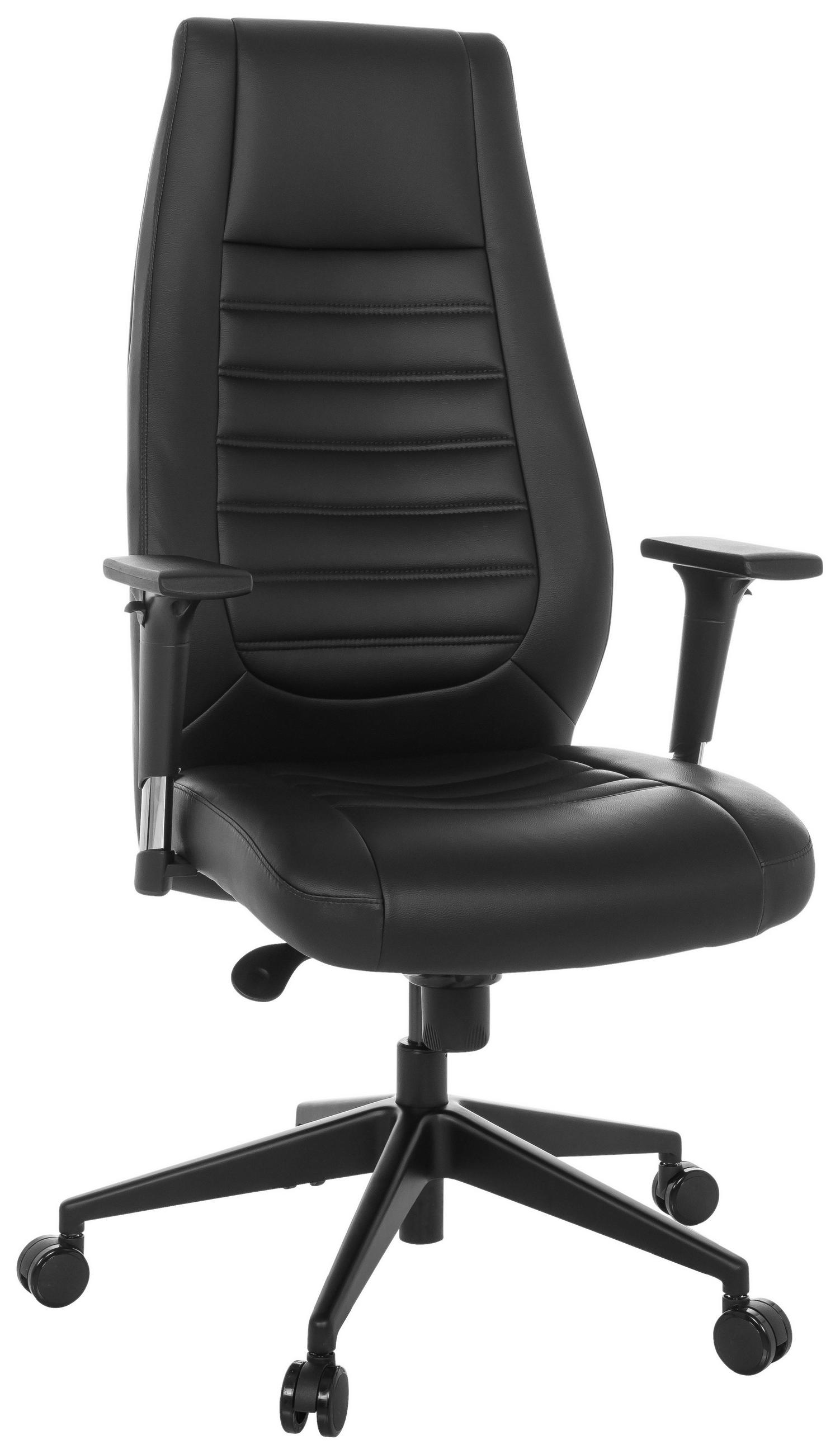 DREHSTUHL Lederlook Schwarz  - Schwarz, Basics, Kunststoff/Textil (67/119-129/76cm) - MID.YOU