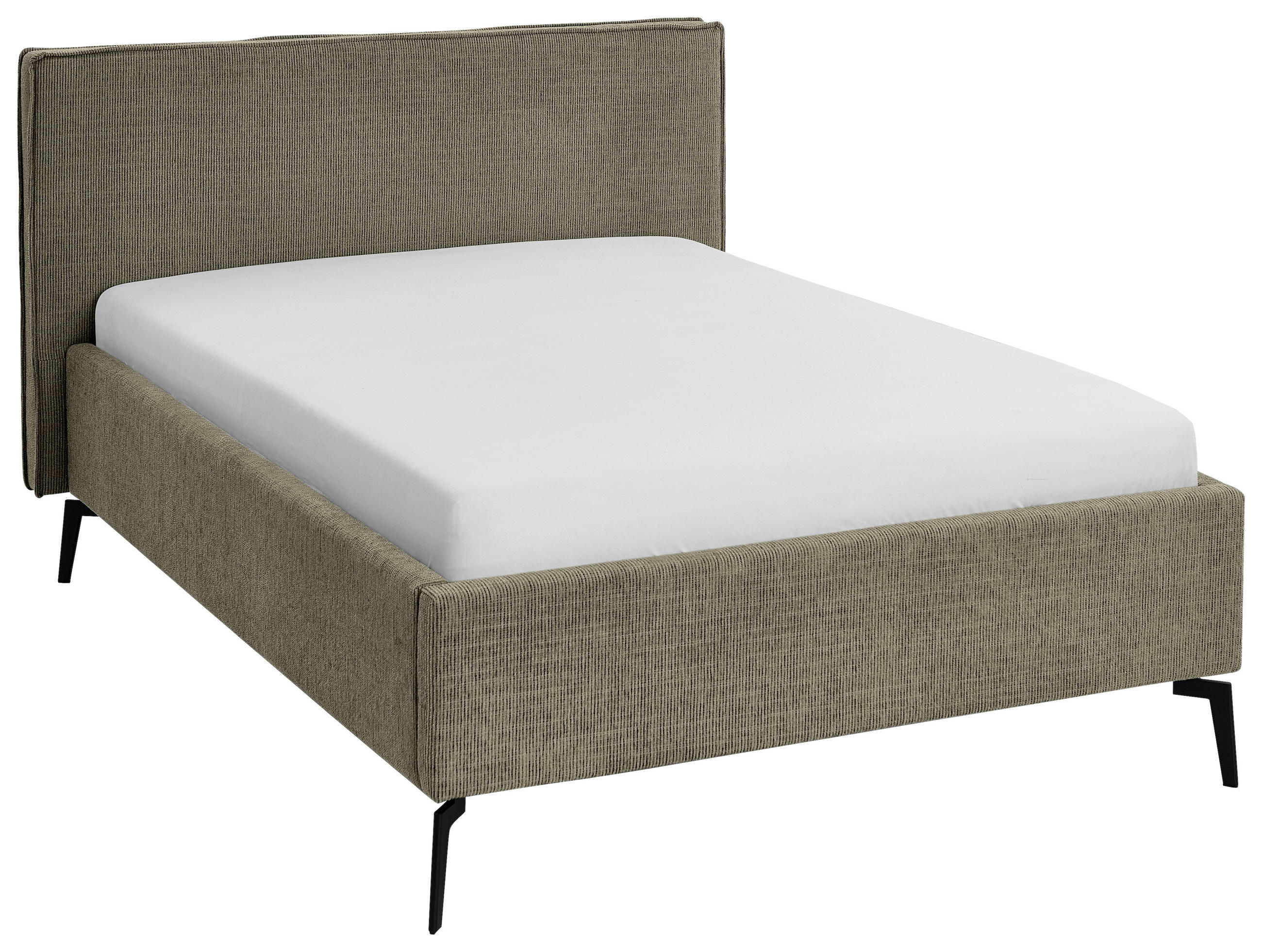 POLSTERBETT 140/200 cm,  in Olivgrün, Lattenrost, Bettkasten,  - Birkefarben/Buchefarben, Design, Holz/Textil (140/200cm) - home24