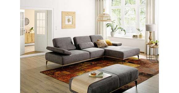 ECKSOFA Grau Mikrofaser  - Beige/Bronzefarben, Design, Textil/Metall (298/176cm) - Valnatura