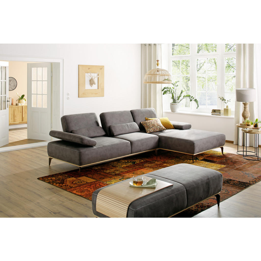 Thumbnail - Valnatura Ecksofa 16580 Sprint, Dunkelgrau, Textil, Uni, 4-Sitzer, Ottomane rechts, nicht einzeln stellbar, L-Form, 298x...