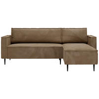 ECKSOFA Cord Hellbraun  - Hellbraun/Schwarz, Design, Textil/Metall (223/151cm) - Livetastic