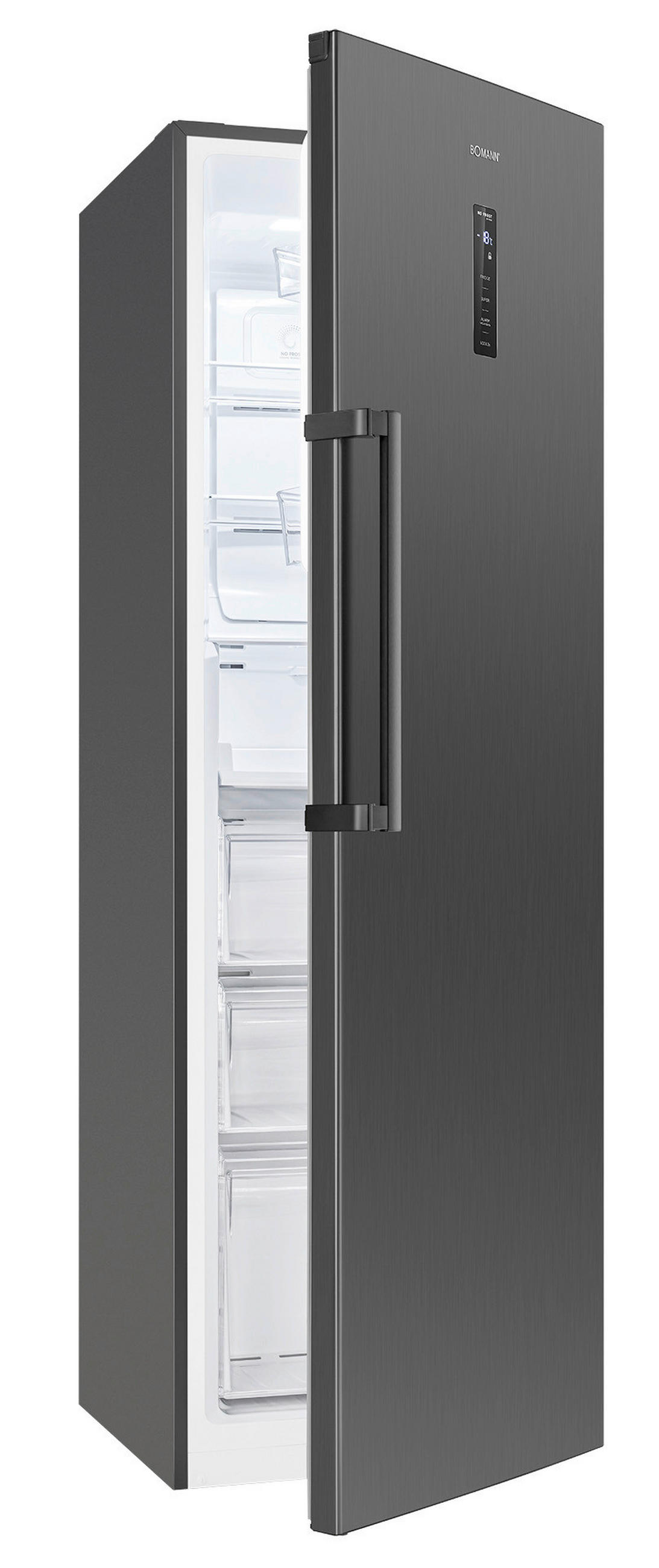 GEFRIERSCHRANK KG 7371  - Schwarzchrom, Trend, Kunststoff (60/185/66cm) - Bomann
