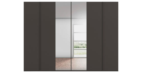 DREHTÜRENSCHRANK 301/223/61 cm,  in Graphitfarben, 6-türig  - Graphitfarben, Basics, Glas/Holzwerkstoff (301/223/61cm) - Novel