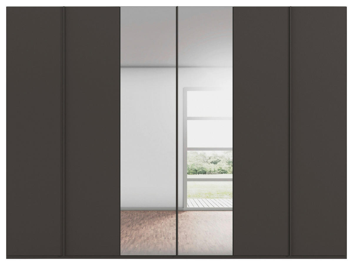 DREHTÜRENSCHRANK 301/223/61 cm,  in Graphitfarben, 6-türig  - Graphitfarben, Basics, Glas/Holzwerkstoff (301/223/61cm) - Novel