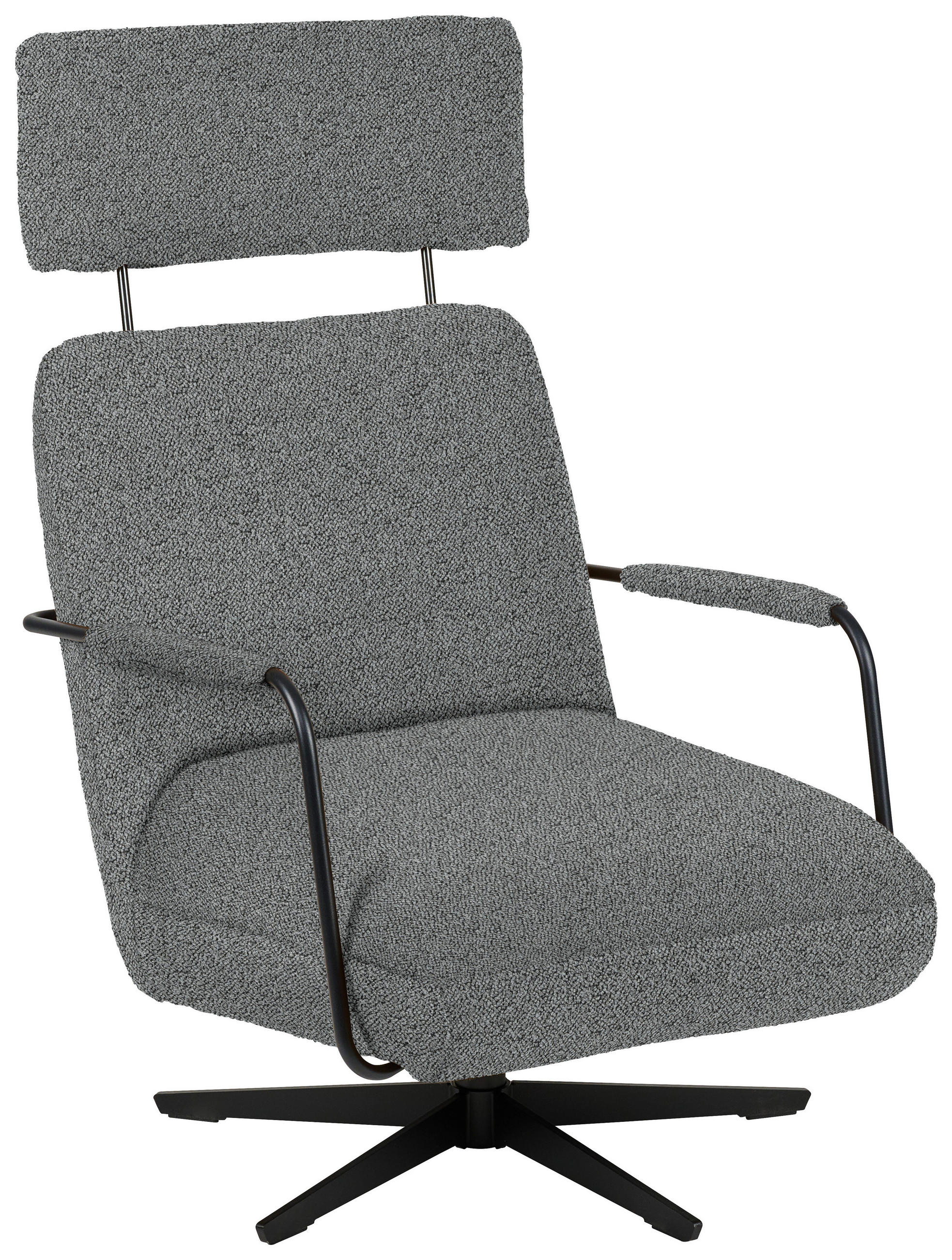 SESSEL in Flachgewebe, Bouclé Grau  - Schwarz/Grau, Design, Textil/Metall (71/103/91cm) - Koinor