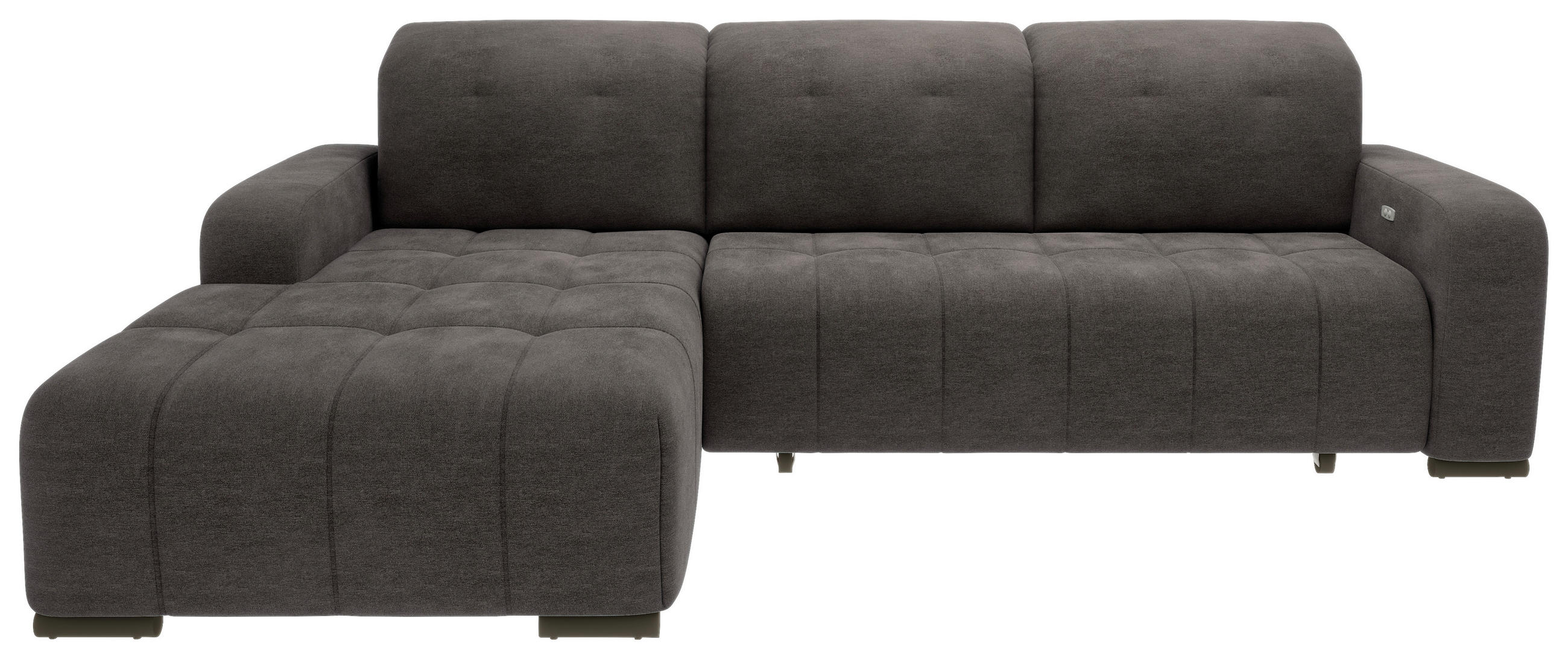 ECKSOFA in Mikrofaser Anthrazit  292/185 cm  - Anthrazit/Schwarz, MODERN, Textil/Metall (292/185cm) - Livetastic