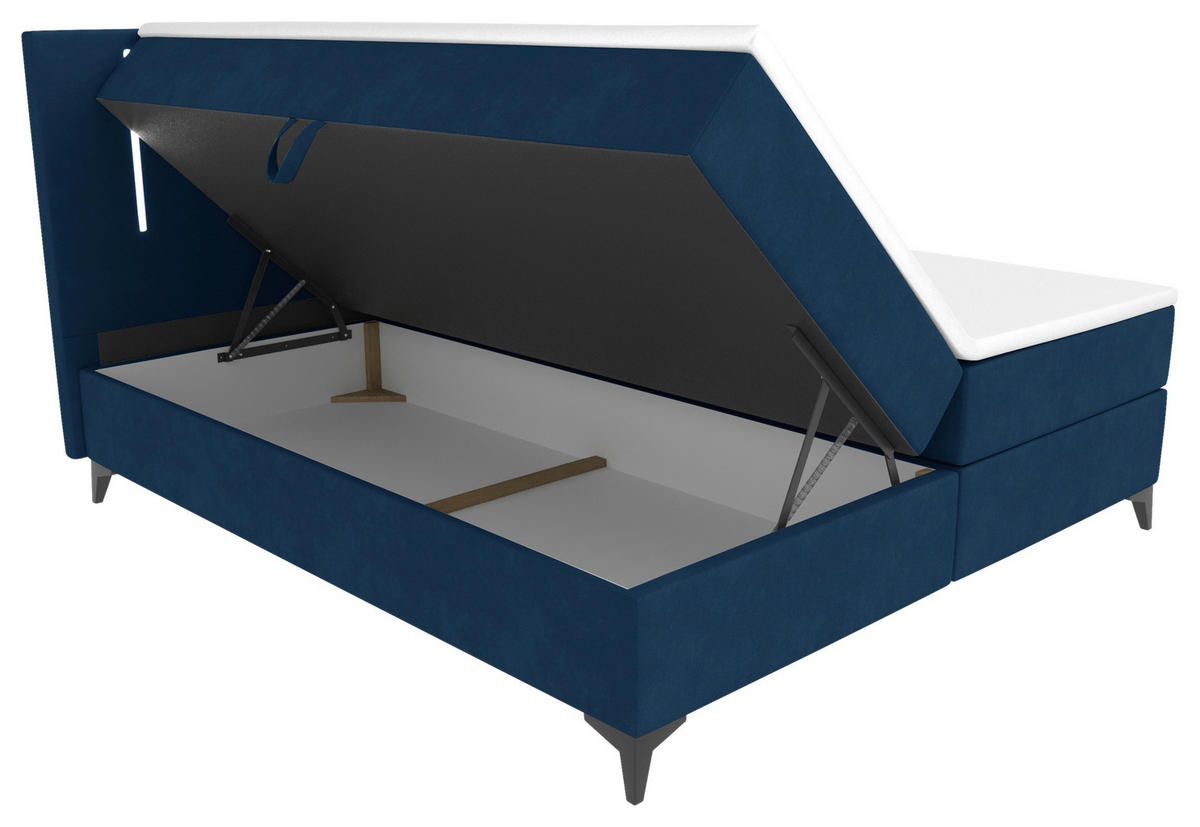 BOXBETT 160/200 cm  in Dunkelblau  - Schwarz/Dunkelblau, KONVENTIONELL, Textil/Metall (160/200cm) - Modante