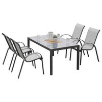 GARTENTISCHGRUPPE Aluminium  - Graphitfarben/Braun, MODERN, Glas/Kunststoff - Gardenson