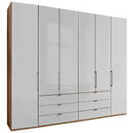 FALTTÜRENSCHRANK 250/236/58 cm 4-türig Weiß, Eiche Bianco  - Schieferfarben/Eiche Bianco, KONVENTIONELL, Glas/Holzwerkstoff (250/236/58cm) - Dieter Knoll